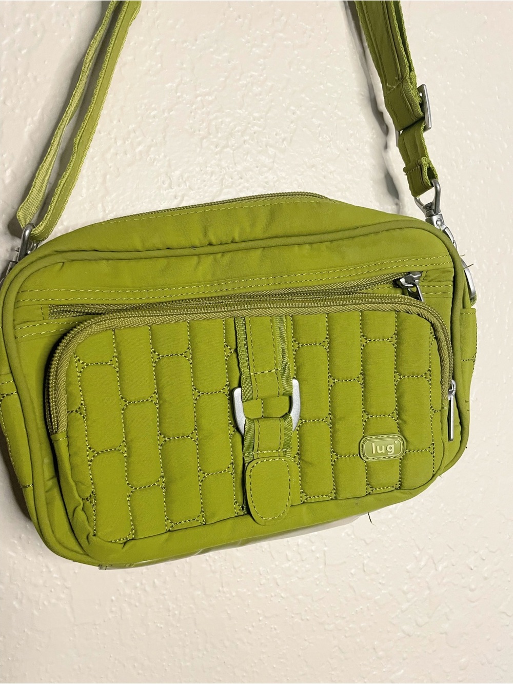 lug Carousel Crossbody Bag Chartreuse Green Quilted Travel Purse